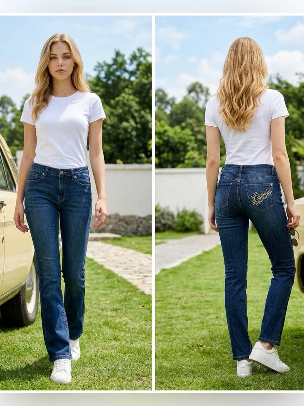 Guess Vintage Daredevil Bootcut Jeans Size 27 Gold Rhinestones Embroidered EUC